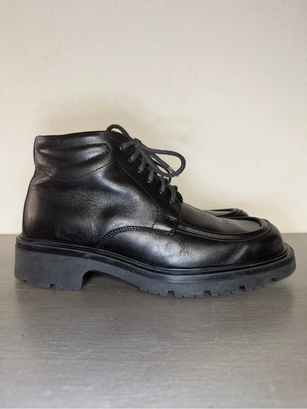 Rare Vintage Skechers Mens 8.5M Black Leather Chukka Boots Made In Italy